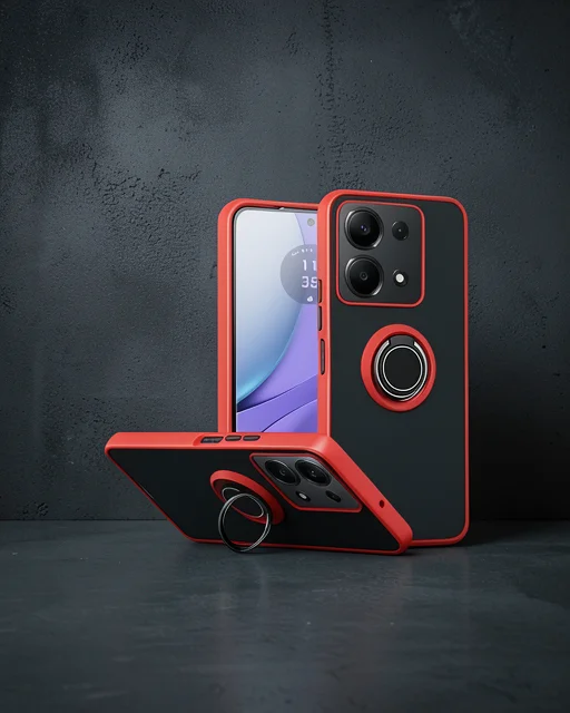Xiaomi Redmi Note 13 Pro 4g Montreal Yüzüklü Silikon Kapak - Kırmızı