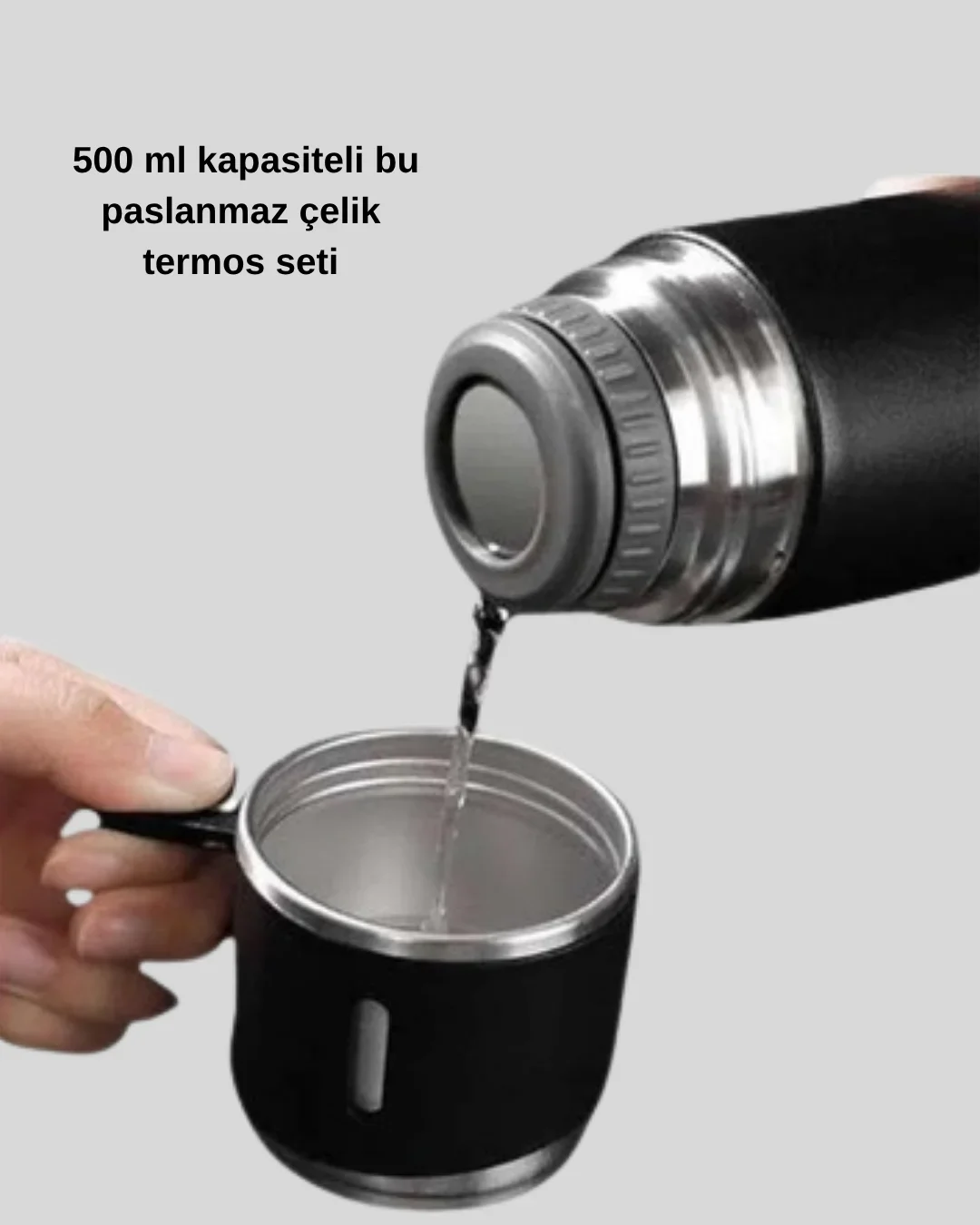 500 ml Paslanmaz Çelik Termos Seti – Sızdırmaz, Vakumlu, Isı Koruma Özellikli, Taşınabilir Termos görsel 3
