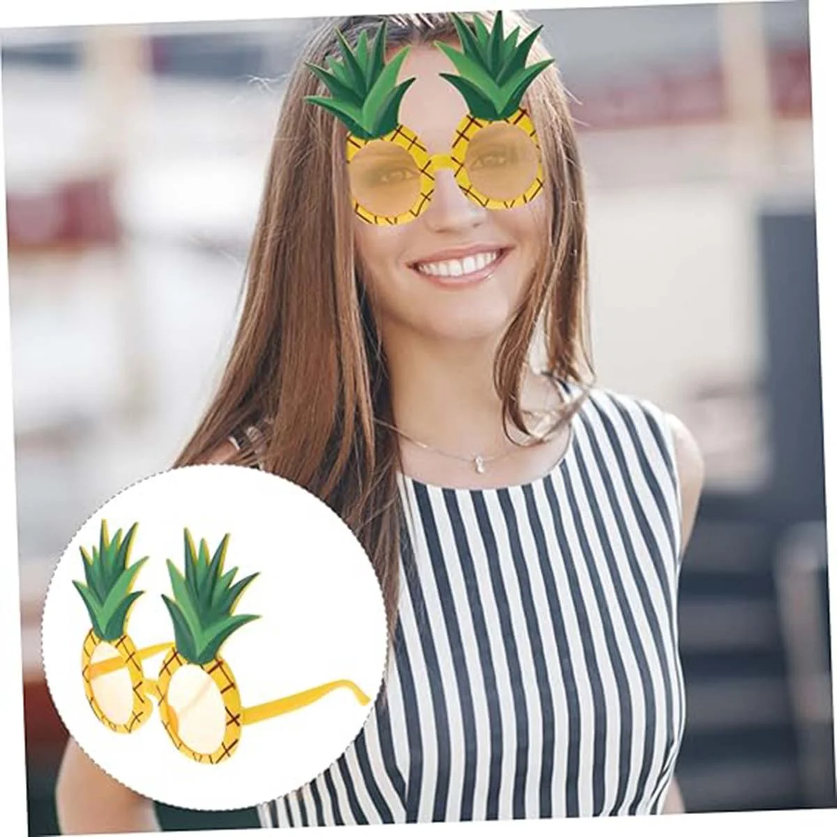 Tropikal Hawaii Ananas Şekilli Parti Gözlüğü 9.5 x 14 cm görsel 3