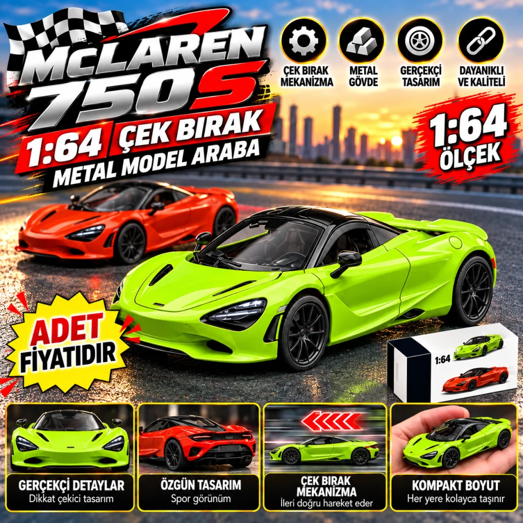 RW8864 1:64 750S ÇEK BIR.ARABA METAL MODEL ARABA (adet fiyatıdır)