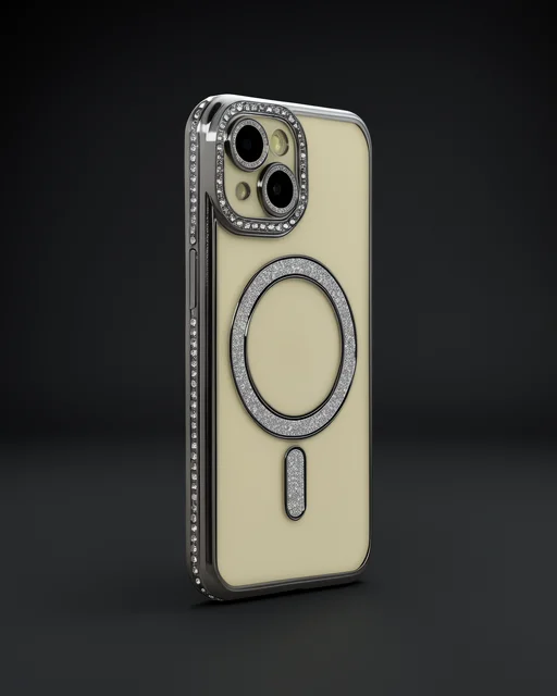 Apple İphone 15 Kılıf Joke Simli Magneticsafe Kılıf - Gri
