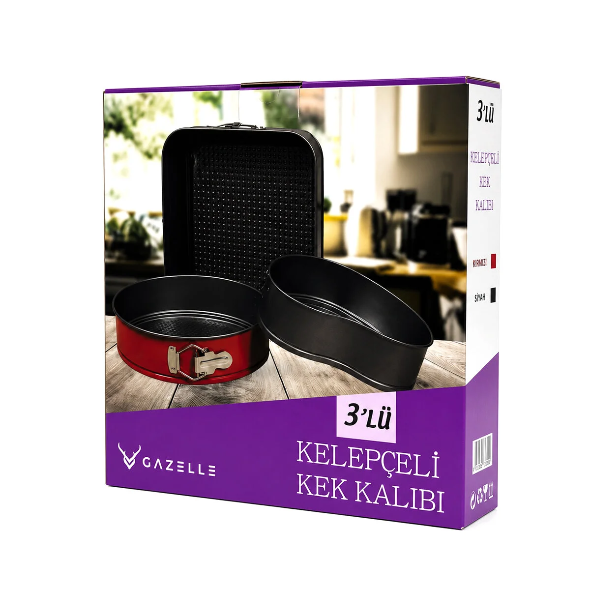 3 Parça Yuvarlak - Renkli Kelepçeli Metal Kek Kalıp 24-26-28CM görsel 5