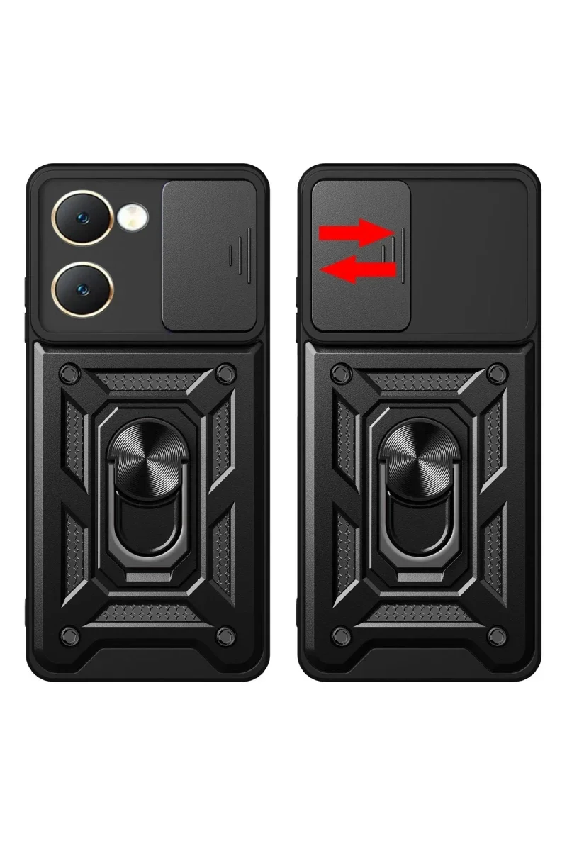 Vivo Y18 Kılıf Pars Lens Yüzüklü Silikon - Siyah görsel 2