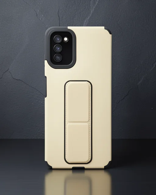 Samsung Galaxy A03s Kılıf Mega Standlı Silikon - Gold