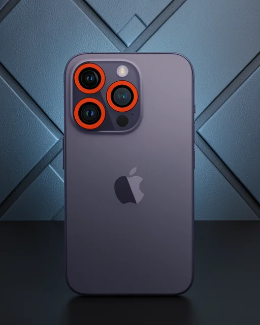 Apple İphone 12 Pro Max Neon Fosforlu Kamera Lens - Turuncu