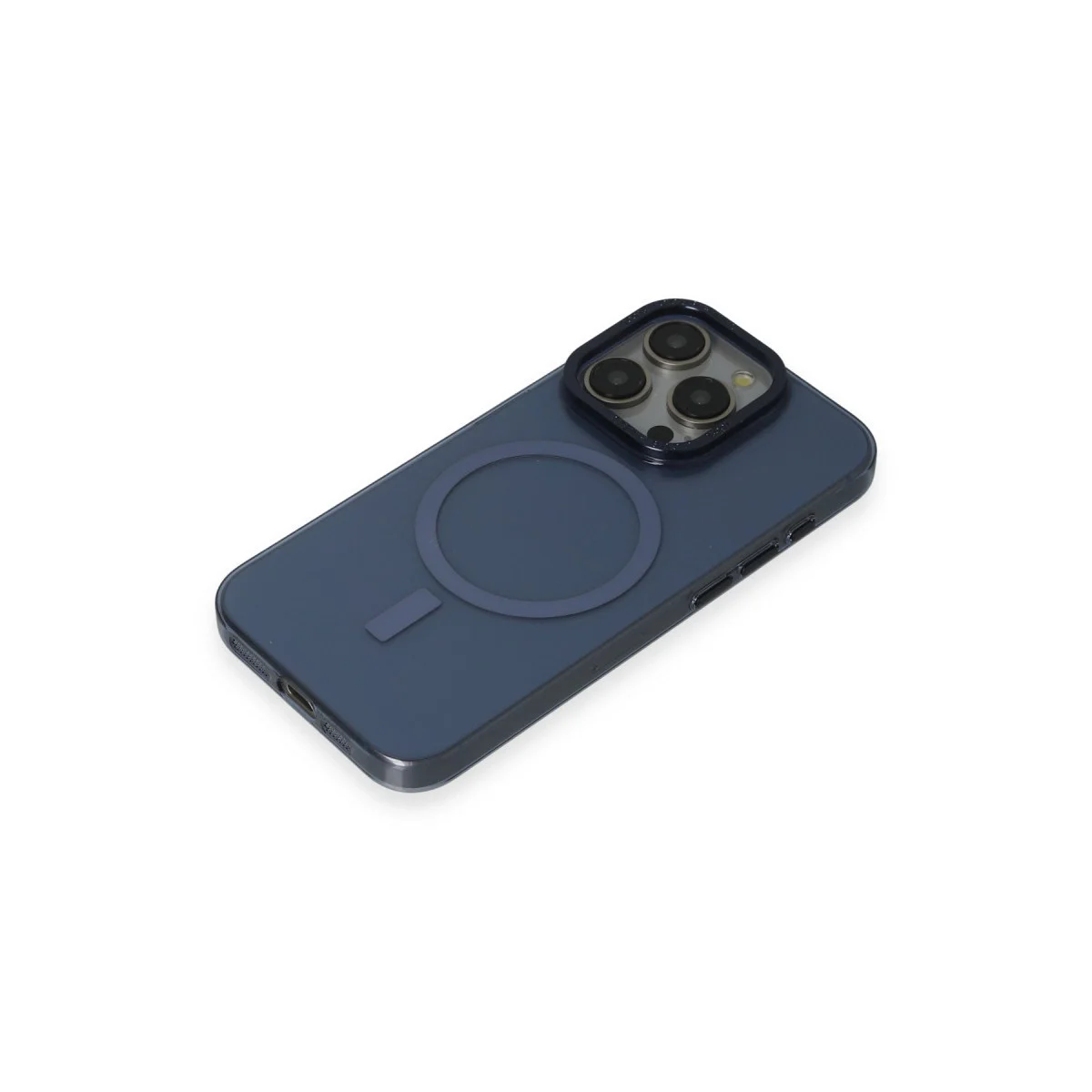Apple İphone 15 Pro Max Kılıf Anka Pc Magneticsafe Sert Metal Kapak - Lacivert görsel 3