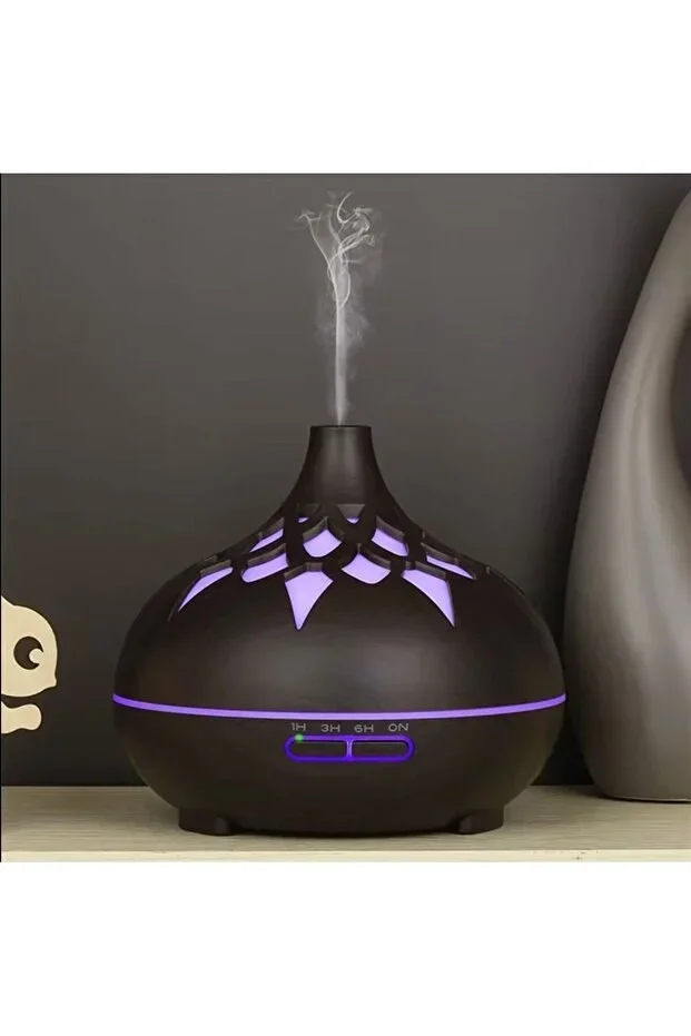 Aroma Difüzör Gece Işığı 7 Led DESENLİ Nemlendirici Kumandalı Buhar Makinesi 550 ml görsel 3
