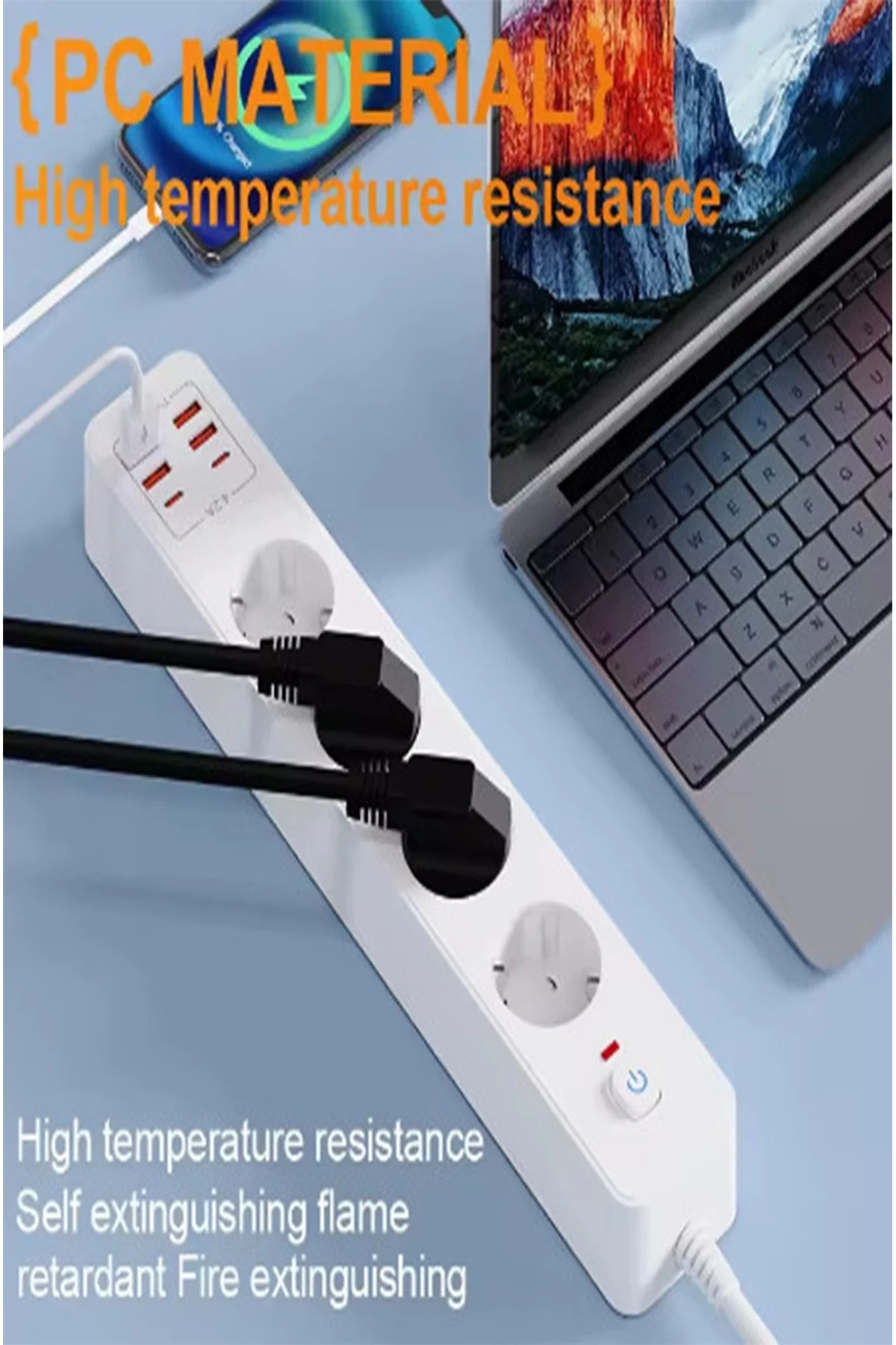 Termal Akım Korumalı 4’lü Priz 4x Usb 2x Type-c Çıkışlı Grup Priz Çoğaltıcı (3500w) görsel 2