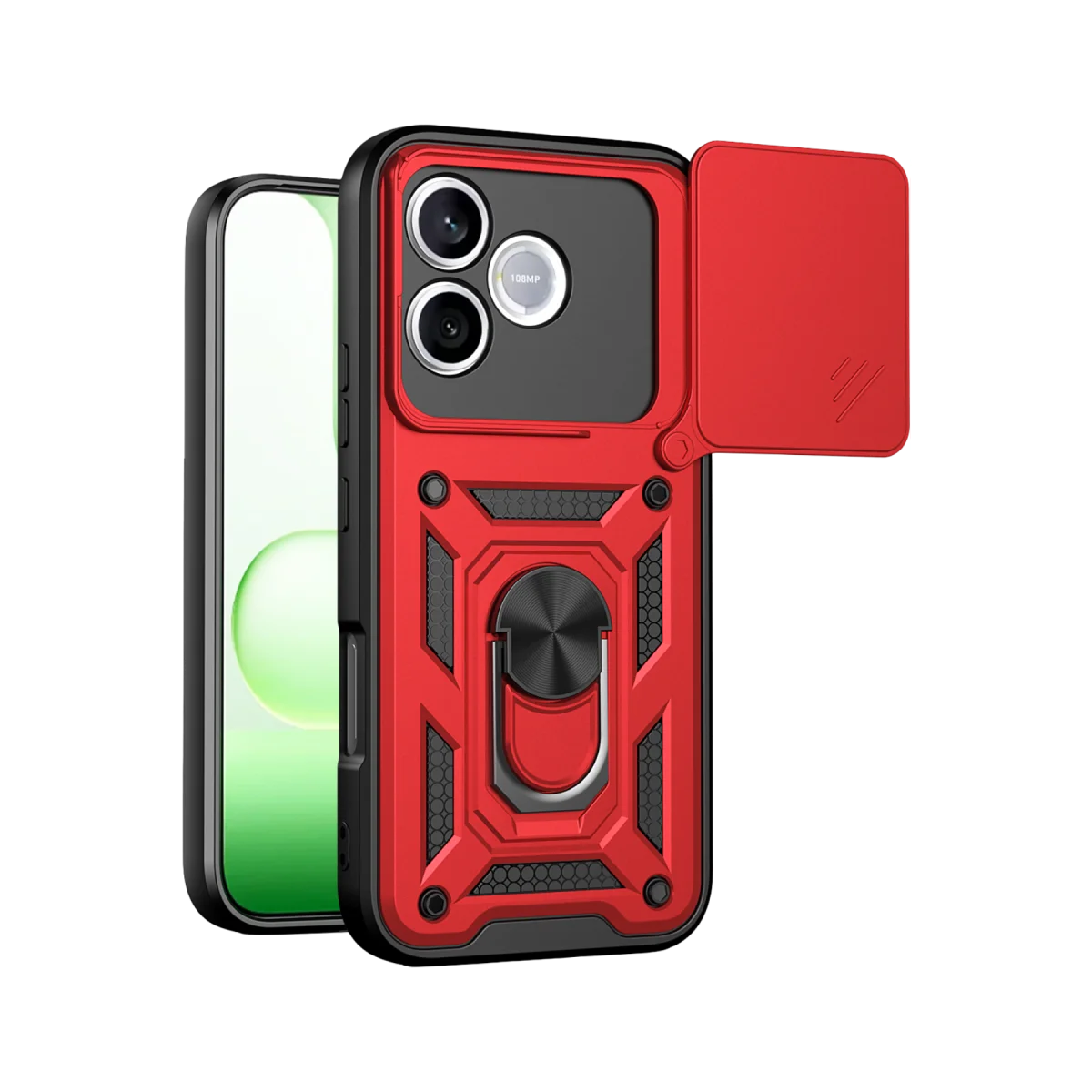 Huawei Honor 600 Lite Pars Lens Yüzüklü Silikon - Kırmızı