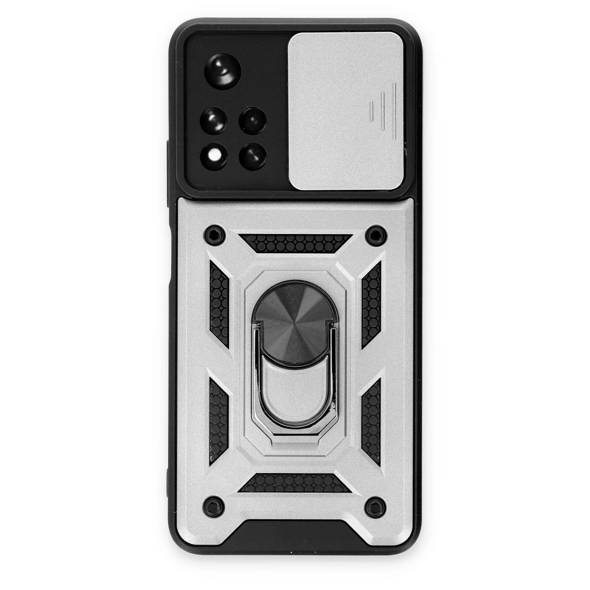 Xiao Red Note 11t Kılıf Pars Lens Yüzüklü Silikon - Gümüş