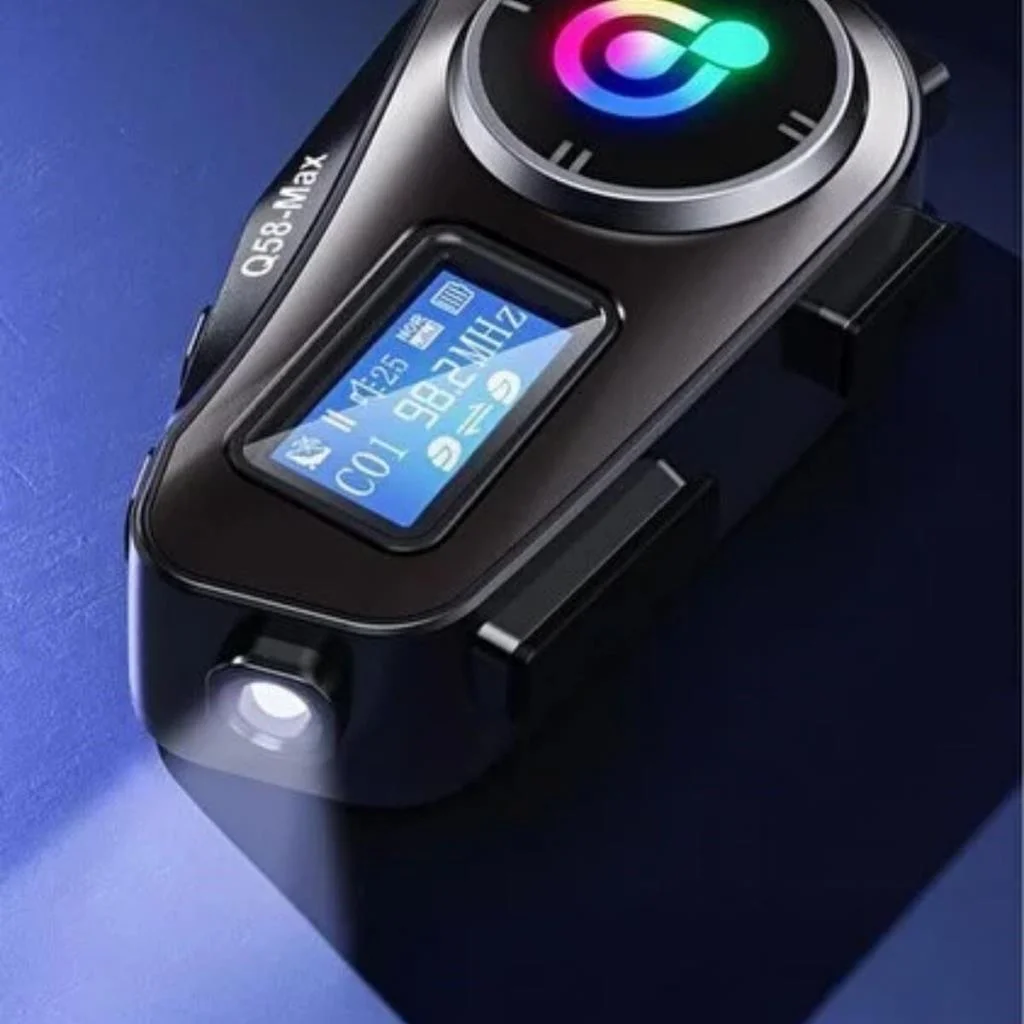 Q58 Motorsikletler İçin Fener Özellikli SD Kart Bölümlü LCD Ekranlı Kablosuz Bluetooth Kulaklıklı – Suya Dayanıklı Kask Kulaklığı görsel 2