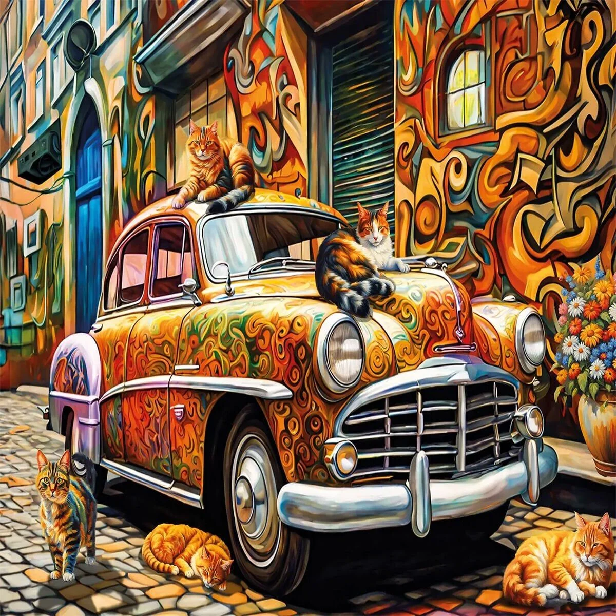 20073 PUZZLE 500 Cats Of The Car görsel 2