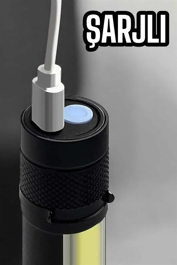El Feneri Led USB Şarjlı Zoom ni Led Işık Acil Durum Feneri görsel 5
