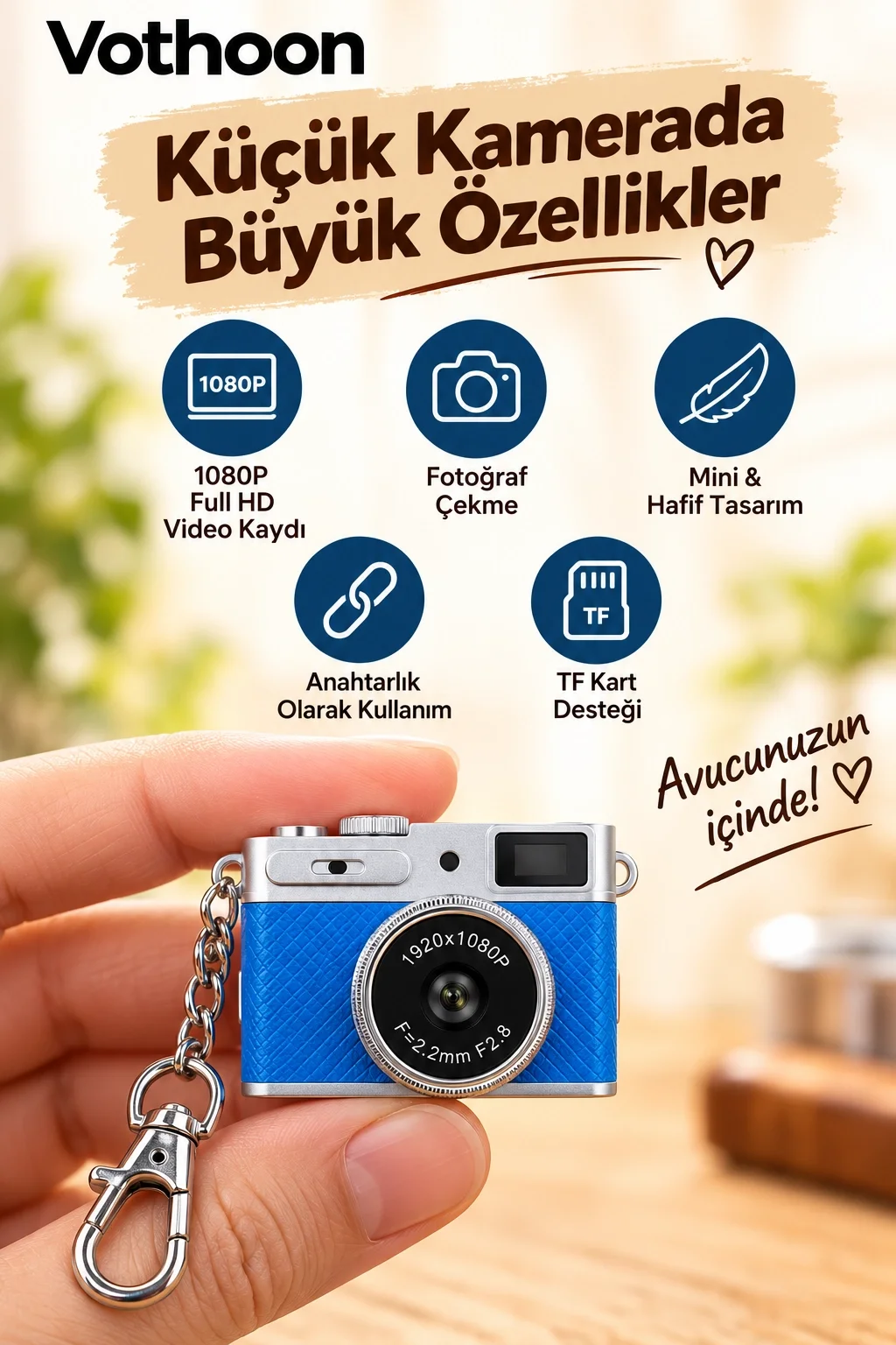 Mini Retro Dijital Kamera 1080P Full HD Fotoğraf & Video Çekimi LCD Ekran Mini Kamera TF Kart Destekli görsel 3