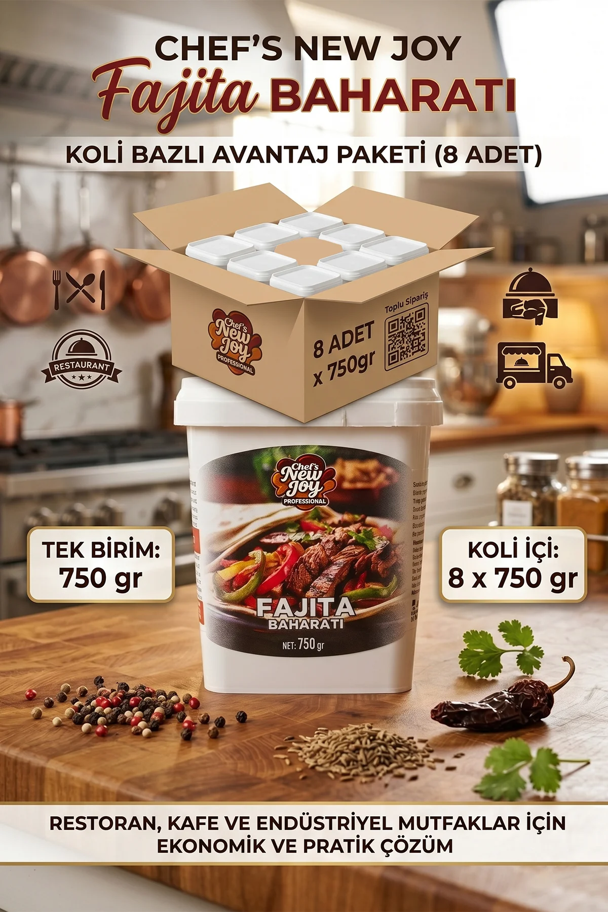 Fajita Baharatı 750 G x 8 Adet - 1 Koli (Koli Bazlı Avantaj Paketi) görsel 2