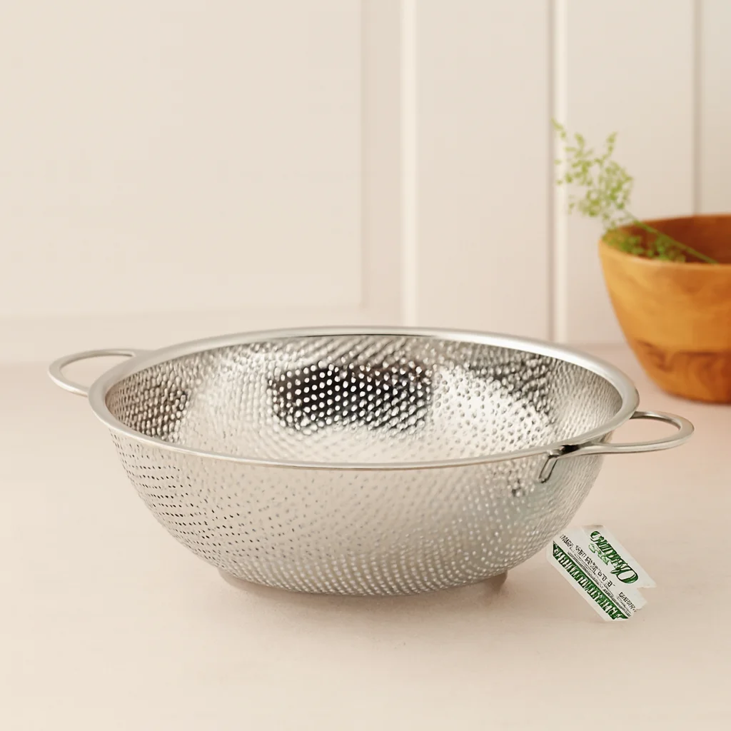 Çelik Süzgeç 22 cm - Metal Kulplu Tel Ayaklı