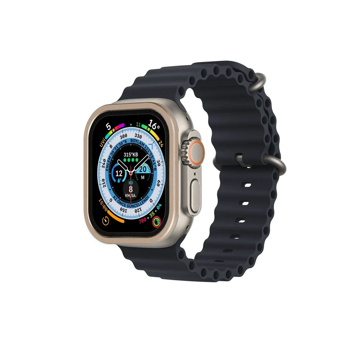 Apple Watch Ultra 49mm Alüminyum Kasa Cam Ekran Koruyucu - Gold görsel 2