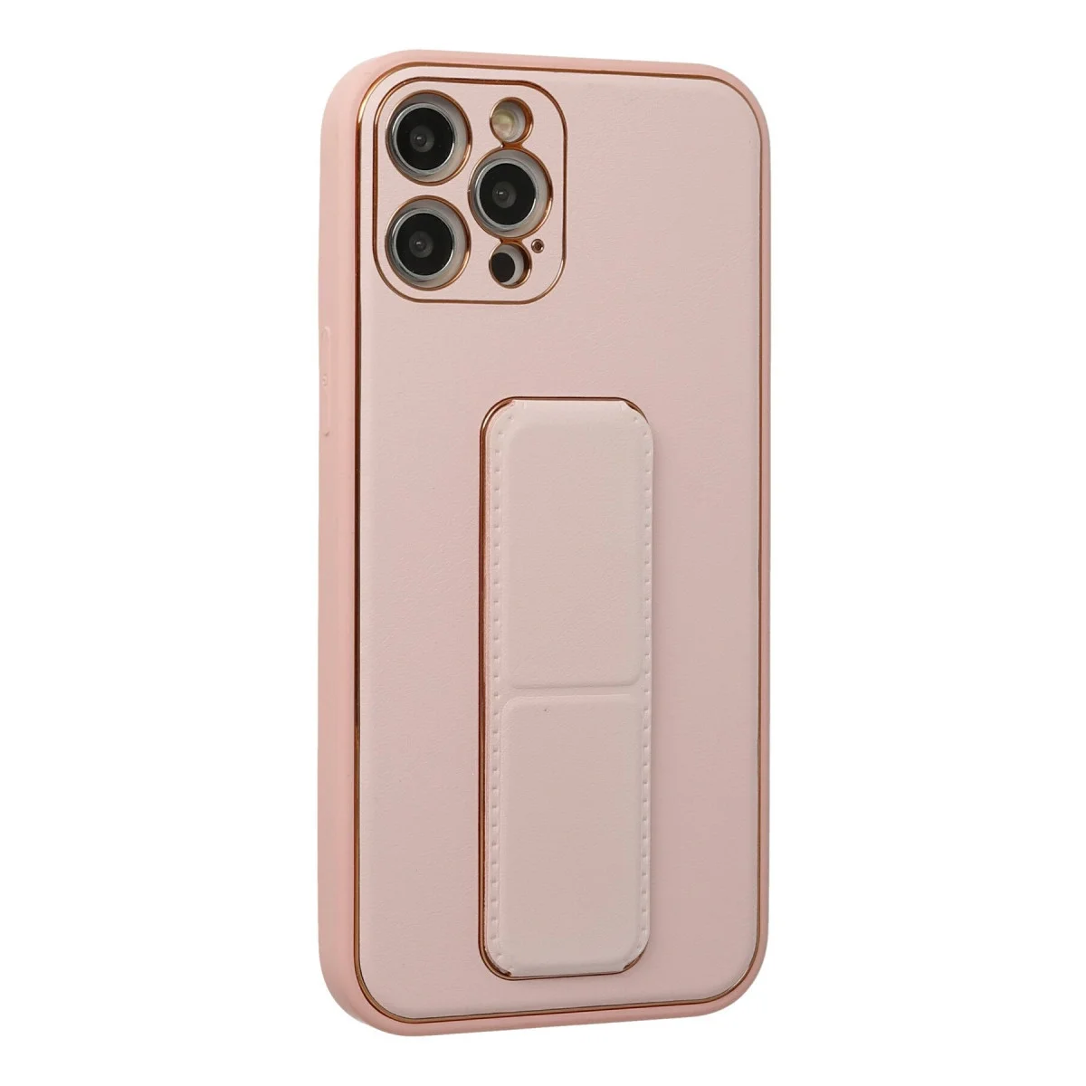 Apple İphone 12 Pro Kılıf Coco Deri Standlı Kapak - Pembe görsel 2