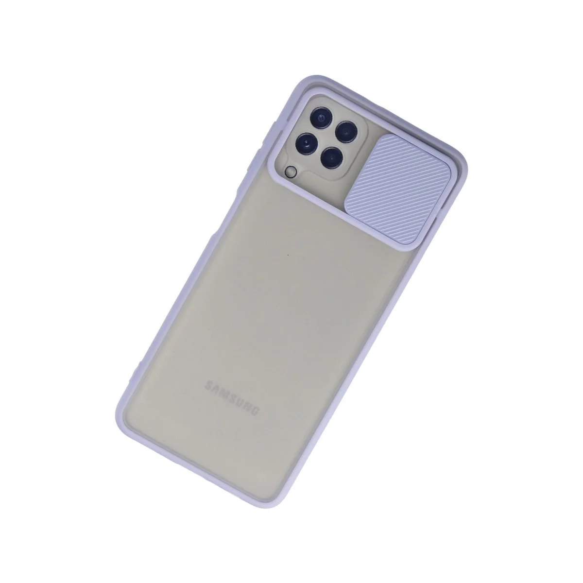 Samsung Galaxy A22 Kılıf Palm Buzlu Kamera Sürgülü Silikon - Lila görsel 3