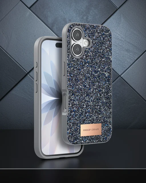 Onegif Apple İphone 17 Bright Simli Kapak - Gümüş