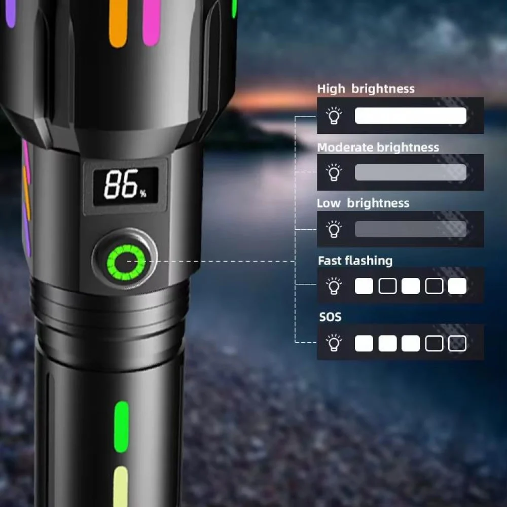 PS-9885 Profesyonel Zoomlu 50W Şarjlı Powerbank Avcı Polis El Feneri görsel 3
