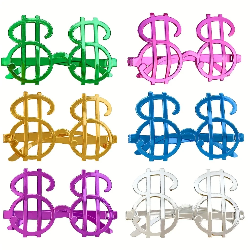 Dolar Şekilli Metalize Parti Gözlüğü 6 Adet görsel 2