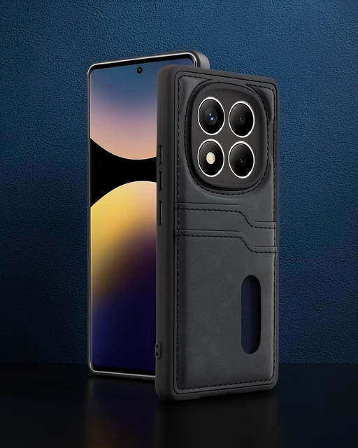 Xiaomi Redmi Note 14 Pro 5g Kılıf Sara Kartvizitli Deri Kılıf - Siyah