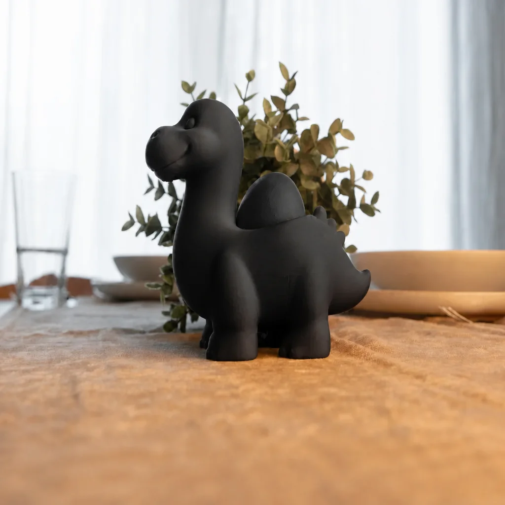 3D Baskı Dinozor Yumurtalık - Sevimli Eggosaurus Yumurta Tutucu-Siyah görsel 3