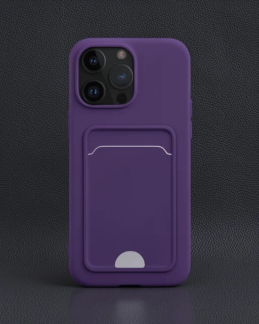 Apple İphone 14 Pro Kılıf Kelvin Kartvizitli Silikon - Derin Mor