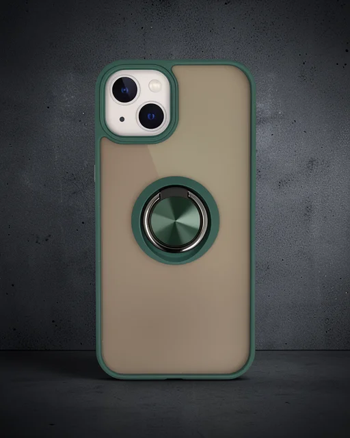 Apple İphone 15 Kılıf Montreal Yüzüklü Silikon Kapak - Yeşil