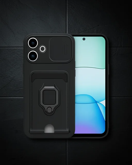 Xiaomi Redmi 13 4g Kılıf Zuma Kartvizitli Yüzüklü Silikon - Siyah