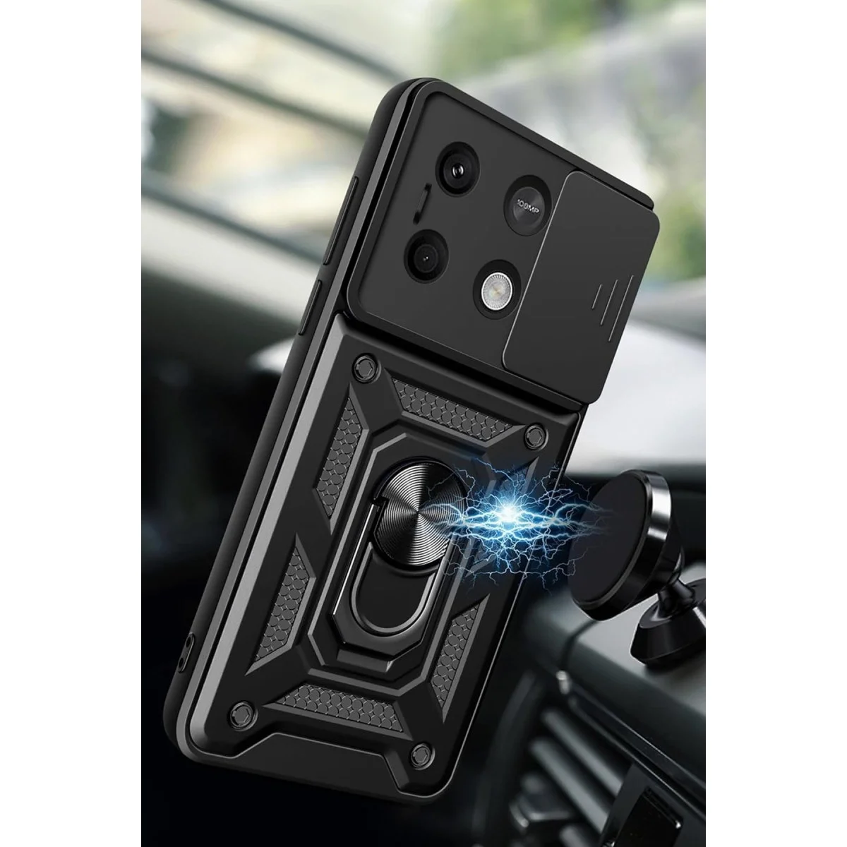 Xiao Poco M6 Pro 4g Kılıf Pars Lens Yüzüklü Silikon - Gümüş görsel 2