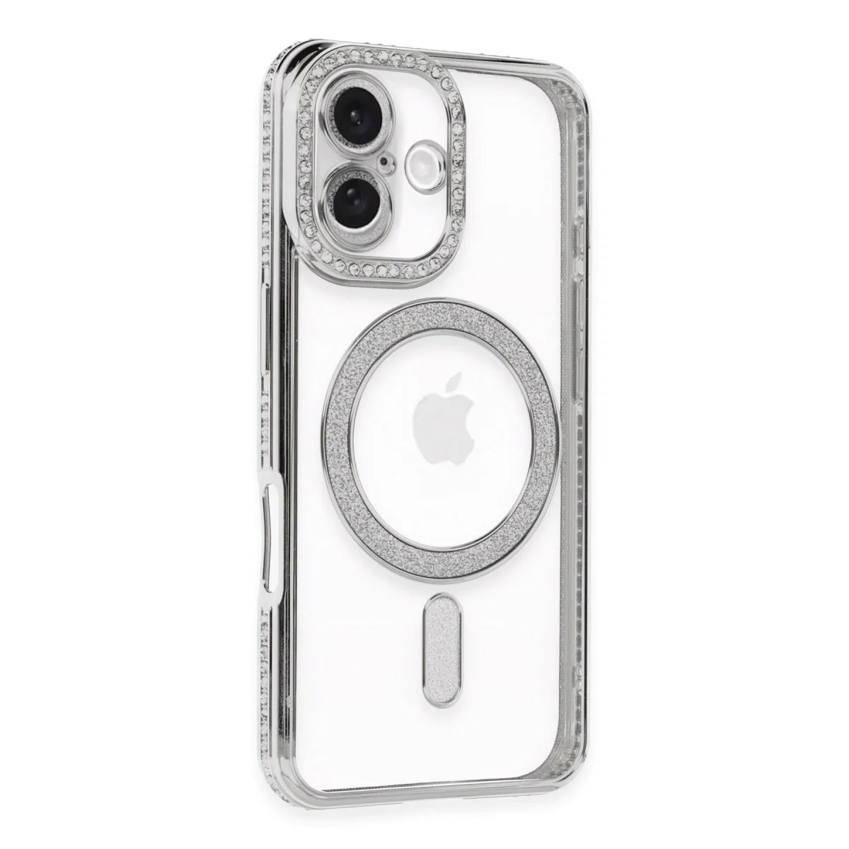Apple İphone 16 Plus Kılıf Joke Simli Magneticsafe Kılıf - Gümüş görsel 2