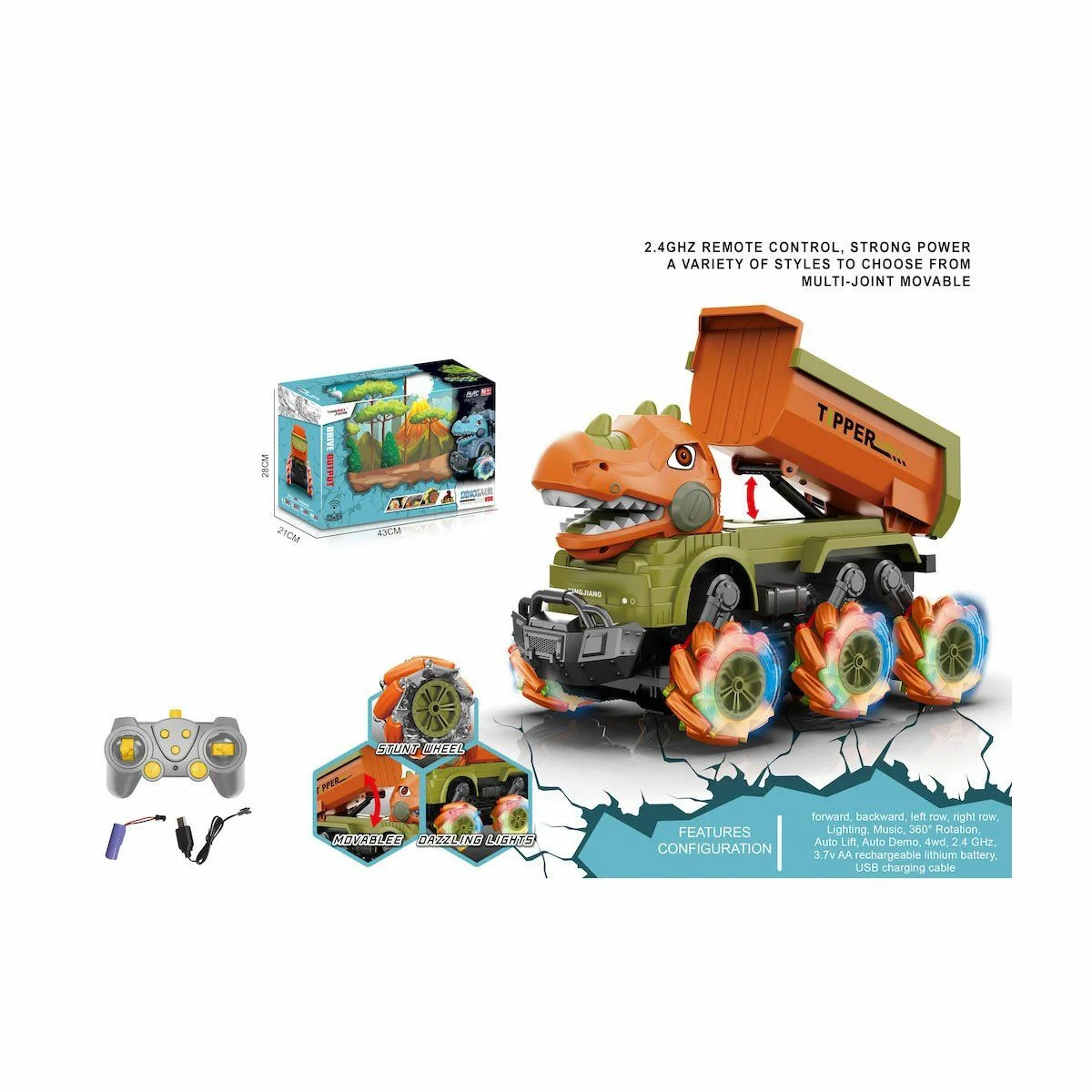 YJ-078-4 Kumandalı Sesli ve Işıklı Dinazor -Vardem görsel 3