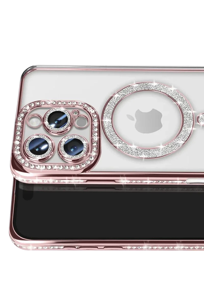 Apple iPhone 16 Pro Max Kılıf Joke Simli Magneticsafe Kılıf - Pembe görsel 2