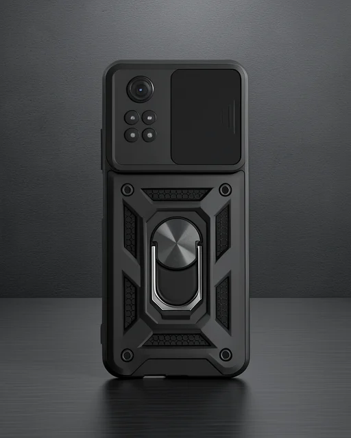 Xiaomi Poco M4 Pro 4g Kılıf Pars Lens Yüzüklü Silikon - Siyah
