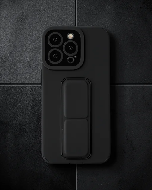 Apple İphone 13 Pro Max Kılıf Mega Standlı Silikon - Siyah