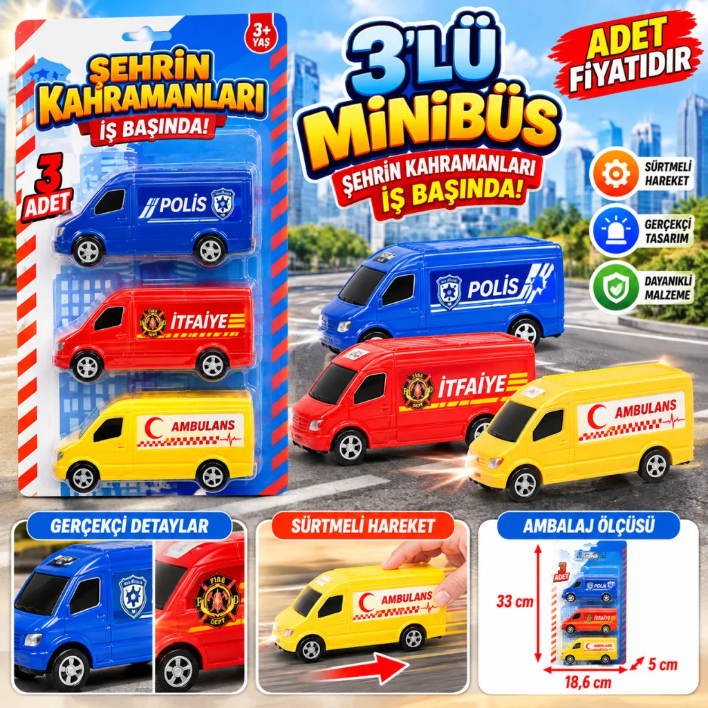 NZM-268 3'Lü Minibüs (Ambulans,Polis,İtfaiye) NessiWorld adet fiyatıdır