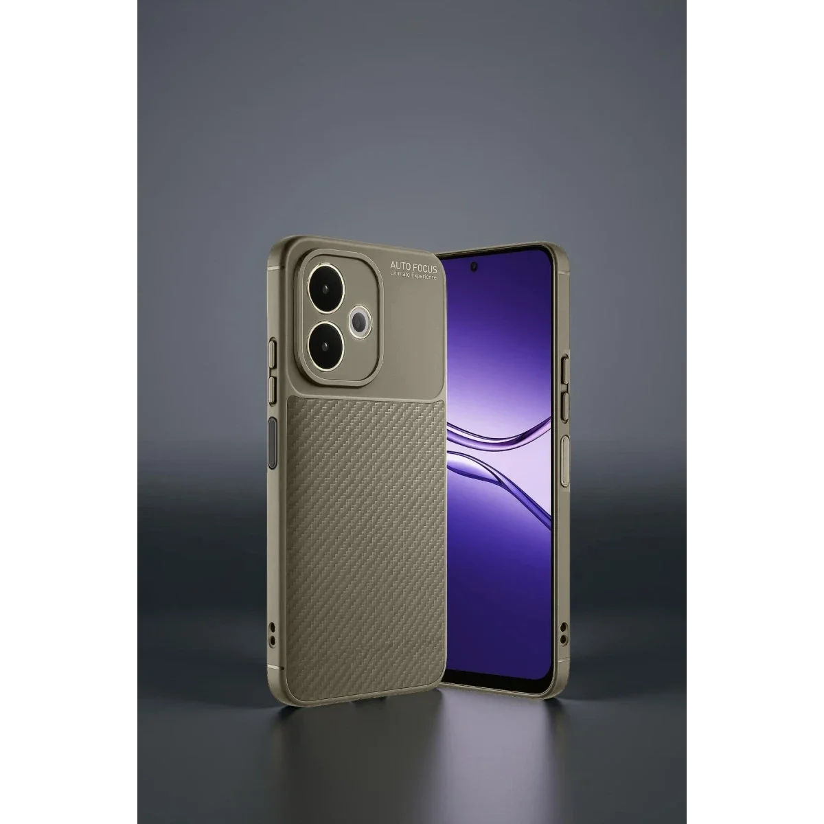 Oppo A5 Pro 4G Kılıf Auto Focus Karbon Kapak - Kahverengi görsel 5