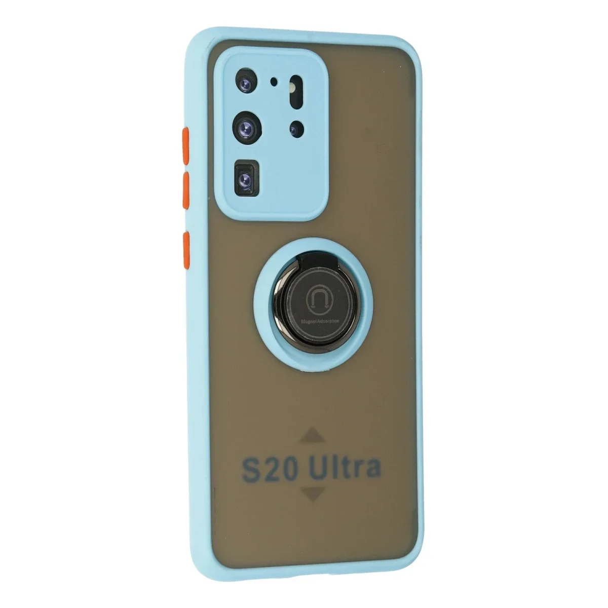 Samsung Galaxy S20 Ultra Kılıf Montreal Yüzüklü Silikon Kapak - Buz Mavi görsel 2