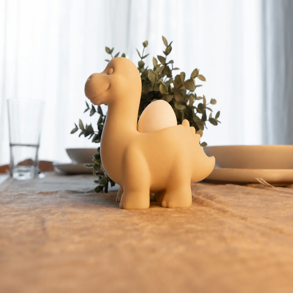 3D Baskı Dinozor Yumurtalık - Sevimli Eggosaurus Yumurta Tutucu-Bej görsel 3