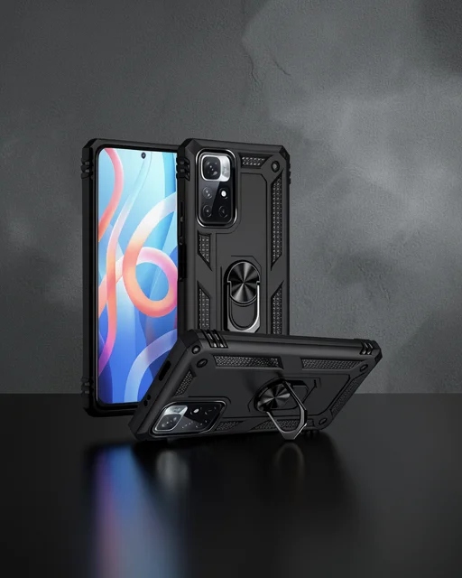Xiaomi Redmi Note 11t Kılıf Sofya Yüzüklü Silikon Kapak - Siyah