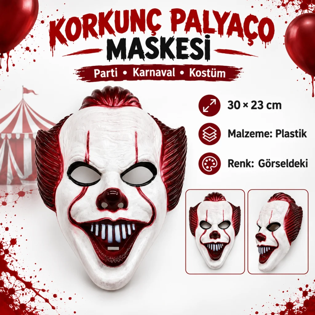 Plastik Joker Maskesi Killer Palyaço Maskesi
