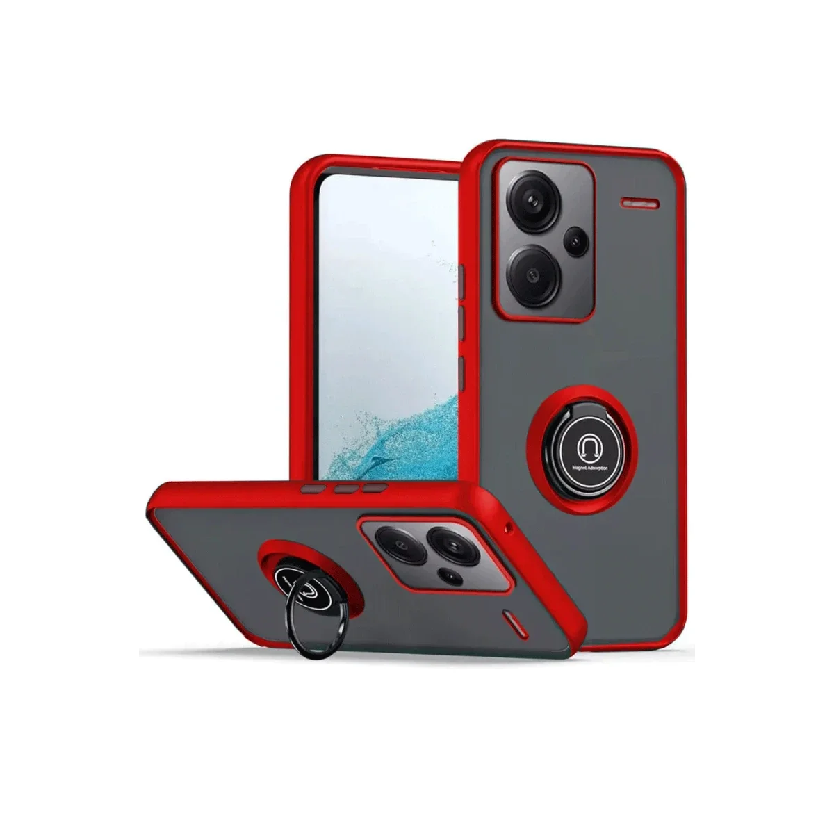 Xiaomi Redmi Note 13 Pro Plus Kılıf Montreal Yüzüklü Silikon Kapak - Kırmızı