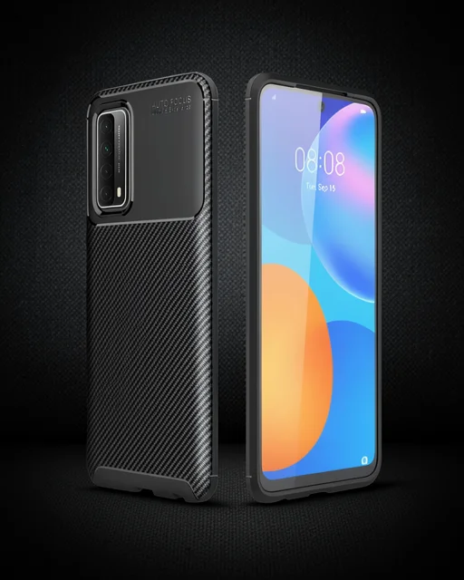 Huawei P Smart 2021 Kılıf Auto Focus Karbon Kapak - Siyah