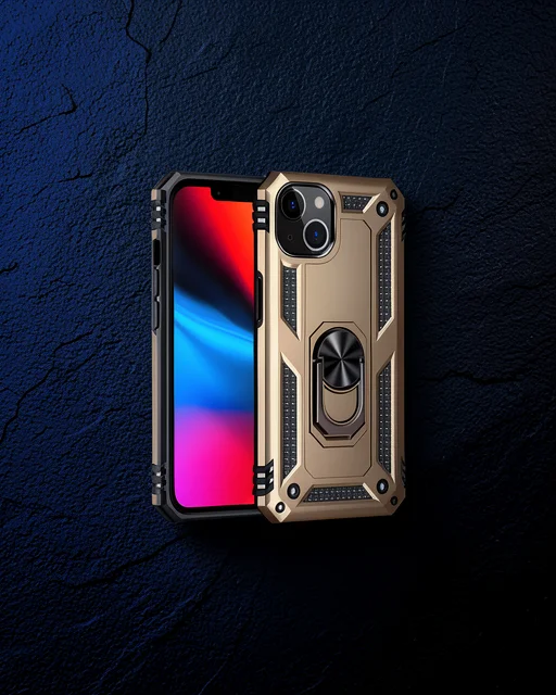 Apple İphone 14 Plus Kılıf Sofya Yüzüklü Silikon Kapak - Gold