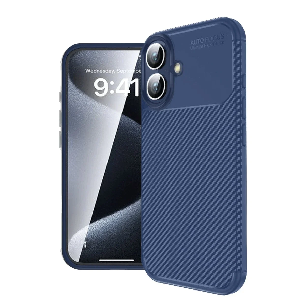 Apple iPhone 16 Plus Kılıf Auto Focus Karbon Kapak - Lacivert