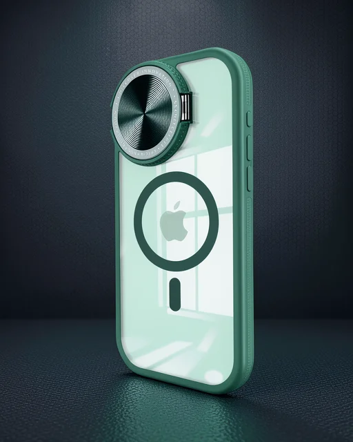 Apple İphone 15 Pro Kılıf Teleskop Lens Magsafe Silikon Kapak - Koyu Yeşil