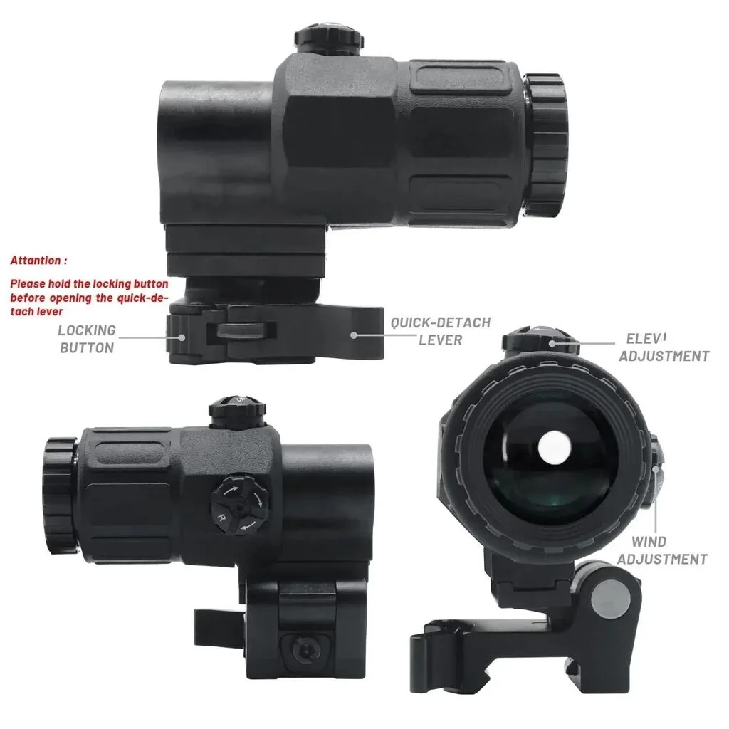 Magnifier 5x Yakınlaştırmalı Dürbün 22mm Ray Uyumlu, Katlanır Yaylı Ayaklı görsel 3
