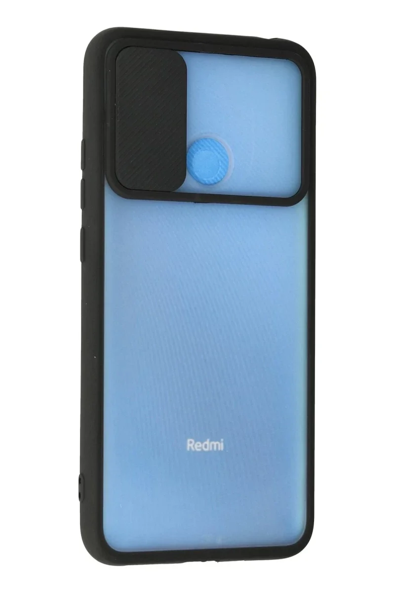 Xiao Red 9C Kılıf Palm Buzlu Kamera Sürgülü Silikon - Siyah görsel 3